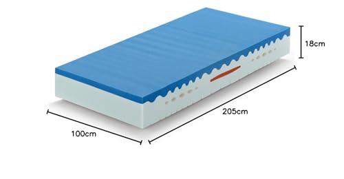 Marcapiuma Einzelbettmatratze aus Memoryschaum, 100 x 205 cm, Höhe 20 cm, Sunrise Plus – H2 Medizinisches Gerät 7 Zonen, Bezug aus Silber, abnehmbar, milbendicht, antiallergen von Marcapiuma