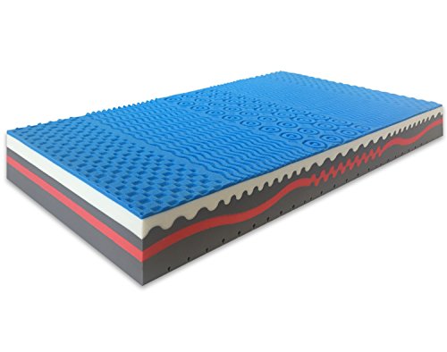 Marcapiuma – Einzelbettmatratze aus Memoryschaum, 90 x 205 cm, Höhe 25 cm, Härtegrad H2 Medizin 9 Zonen, Bezug aus Karbon-Silber, abnehmbar, milbendicht, 100% Made in Italy von Marcapiuma