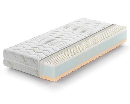 Marcapiuma - Einzelmatratze RAINBOW Viscoschaum 80x210 h. 21 cm Orthopädische H2 Mittel Visco Kaltschaummatratze Abziehbar Aloe Vera Bezug gegen Milbe Atmungsaktiv Made in Italy von Marcapiuma
