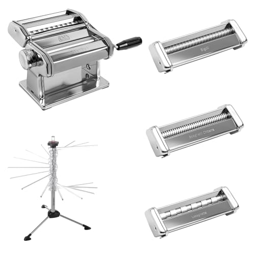 Pasta-Vorbereitungsset, Atlas 150 Nudelmaschine + Trockner + Zubehör für Fettuccine, Taglioni, Bigoli, Lasagnette und Spaghetti Chitarra, Küchenzubehör, Made in Italy von MARCATO