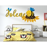 Bienen Wanddeko - Tapete Geburtstag Dekoration Party Zubehör Bee Name Decal Raum Niedliches Bienenzimmer Kinderzimmer Wand von MarcelloSellingWorld