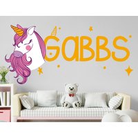 Einhorn Wanddeko - Süße Wandkunst Tapete Mädchenzimmer Dekor Regenbogen Wandtattoo Personalisierter Name Aufkleber 3D Druck von MarcelloSellingWorld