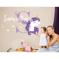 Einhorn Wandtattoo Kinderzimmer Baby Mädchen - Blume Name Aufkleber von MarcelloSellingWorld