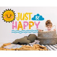 Just Be Happy Wandtattoo Kunst - Sun Art Decal 3D Vinyl Puzzle Happines Sticker Wanddekoration Für Babyzimmer Kinderzimmer von MarcelloSellingWorld