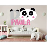 Panda Bär Wandtattoo - Tapete Kinderzimmer Deko Benutzerdefinierte Namensaufkleber Raum Wandkunst von MarcelloSellingWorld