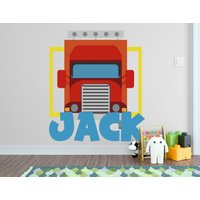 Truck Rot Wanddeko - Niedliches Zimmer Tapete Süßes Auto Home Dekor Namensaufkleber 3D Druck Jungen Kinderzimmer Wand von MarcelloSellingWorld