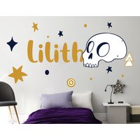 Witchy Wanddeko - Wandkunst Tapete Totenkopf Home Dekor Individuelle Wandtattoo Name Raum 3D Druck von MarcelloSellingWorld