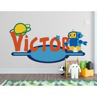 streuroboter Wanddeko - Niedliches Zimmer Tapete Mond Geburtstag Home Dekor Namensaufkleber Raum 3D Druck Natur Kinderzimmer Wand von MarcelloSellingWorld