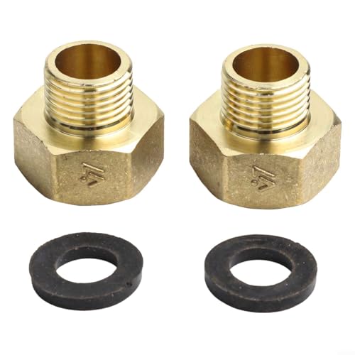 2 Stück Messing-Sechskantbuchsen-Reduzierstücke für zuverlässige Verbindungen, 1/2 Zoll Stecker auf 3/4 Buchse und 1 Buchse (G1/2 auf G3/4) von Marchfunny