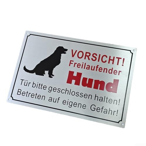 Aluminium Dog Caution Schild 30 x 20 cm für den Innen- und Außenbereich mit vorgebohrten Löchern zur sicheren Befestigung (1 Stück) von Marchfunny