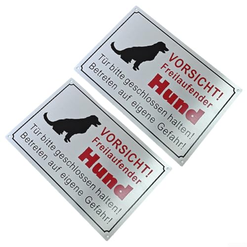 Aluminium Dog Caution Schild 30 x 20 cm für den Innen- und Außenbereich mit vorgebohrten Löchern zur sicheren Befestigung (2 Stück) von Marchfunny