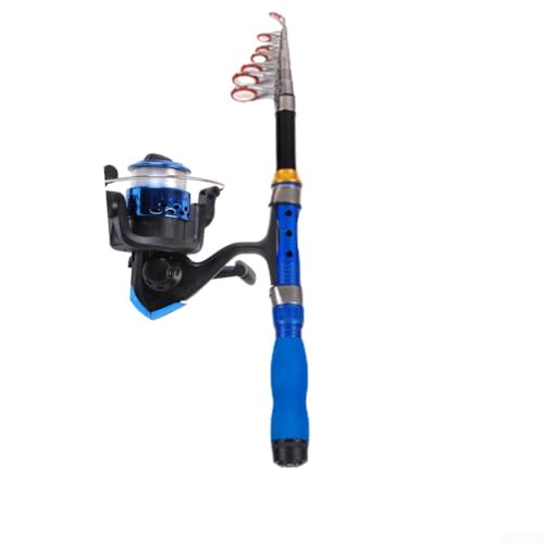 Angelruten-Set mit Teleskop-Design und Rolle für bequemes Reisen (Blau, 1,7 m Set) von Marchfunny