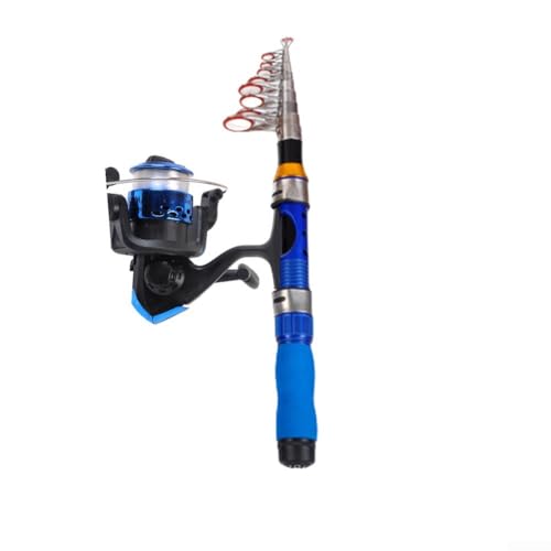 Angelruten-Set mit Teleskop-Design und Rolle für bequemes Reisen (blau, 2,1 m Set) von Marchfunny