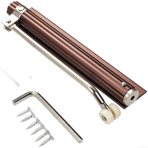 Automatischer Türschließer mit einstellbarer Kraft aus Aluminiumlegierung, leiser Puffer für leises Schließen, kompatibel mit linken und rechten Türen, geeignet für den Haushalt (mattes Antikrot) von Marchfunny