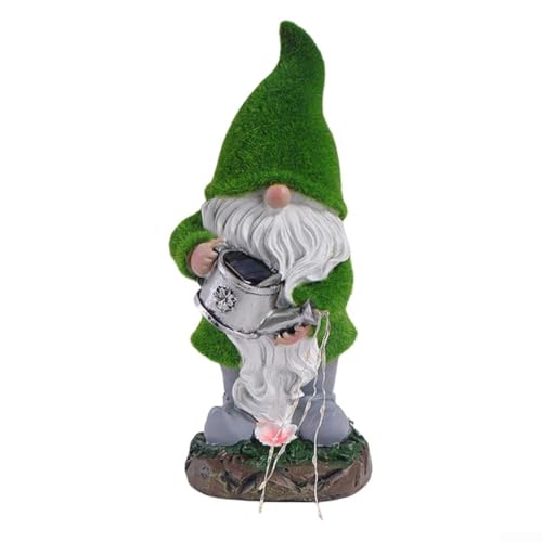 Bezaubernder Gartenzwerg mit Solarlicht Beflockung für Elfen zur Verschönerung des Außenbereichs (B) von Marchfunny