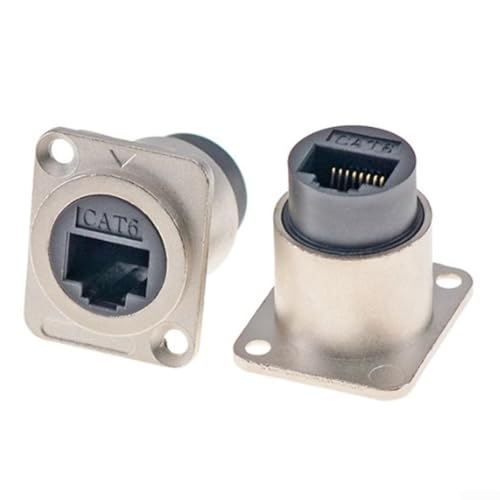 DType RJ45-Stecker-Set, 2 Stück, Cat6-Buchse auf Buchse für Anwendungen (Silber) von Marchfunny