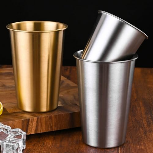 Diverse Use Trinkbecher aus Edelstahl (Fassungsvermögen 240 ml), ideal für Feiern mit Freunden draußen (Silber 240 ml) von Marchfunny