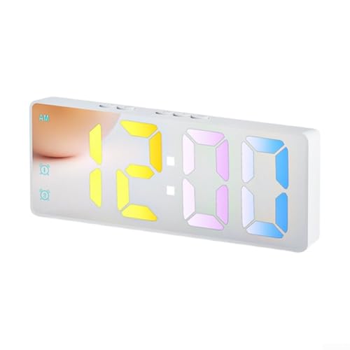 Dual-Power-Modus, verspiegelter digitaler Wecker mit interaktiven Funktionen und klarem Display (weiß) von Marchfunny