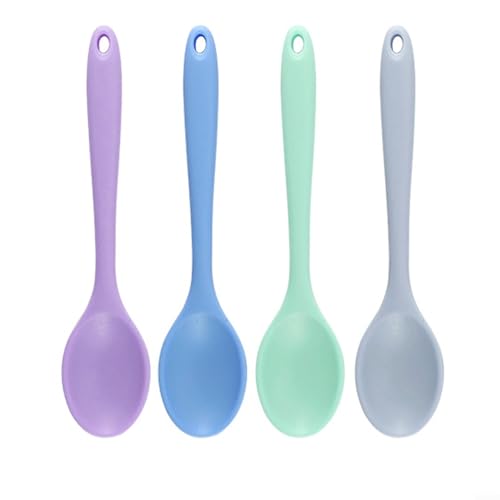Essential Kitchen Kochlöffel-Set, 4 Stück, Silikonlöffel, einfach zu bedienen und zu reinigen (01) von Marchfunny