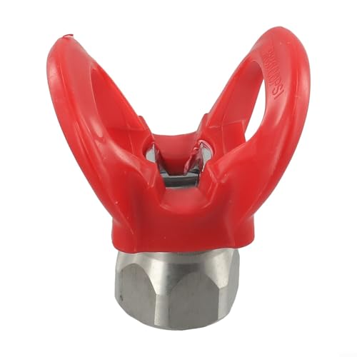 Flache Spitze Airless-Sprühdüse Sitzschutz kompatibel mit Düsenanschluss G7/8 14 Gewinde, Metall- und Kunststoffkonstruktion, Anti für langfristige Nutzung (rot) von Marchfunny