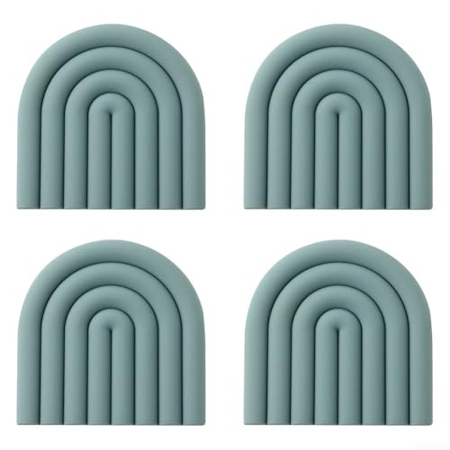 Hitzebeständige Matten 4 Stück Silikon-Untersetzer zum Schutz von Küchenoberflächen (grau und blau) von Marchfunny