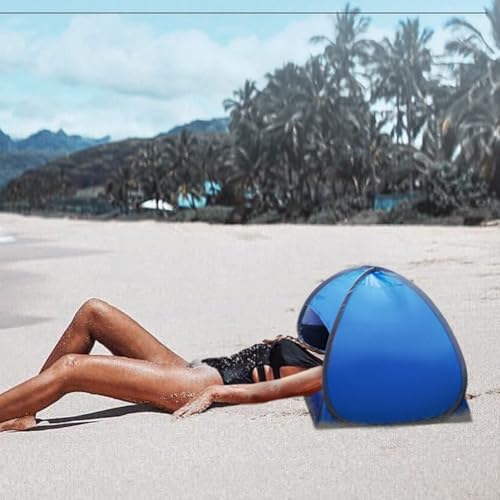 Kompaktes Kopfstütze Zelt für Strand Sonnen- und Windschutz Ausstattung mit Handyhalter (mit Vorhang Vinyl karminrot) von Marchfunny