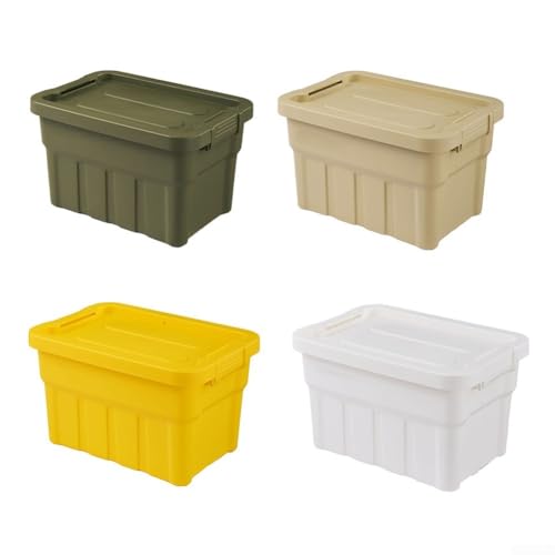 Leichte tragbare Aufbewahrungsboxen mit Deckel für vertikales Stapeln in kleinen Räumen (Medium Mango Yellow) von Marchfunny