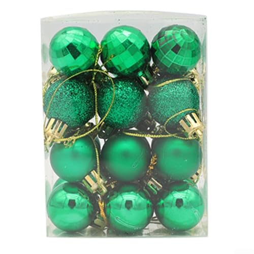 Marchfunny 24-teiliges Weihnachtskugel-Ornament-Set mit Aufhängeschlaufen für Zuhause, Urlaubsdekoration, Baum, Kranz und Party (grün) von Marchfunny