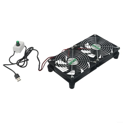 Marchfunny 5 V USB-Lüfter mit einstellbarer Geschwindigkeit und langem Netzkabel für einfache Platzierung (12 cm 2 Lüfter) von Marchfunny