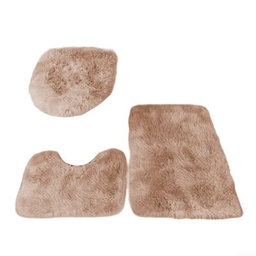 Marchfunny Badezimmerteppiche, Mikrofaser, komplettes 3-teiliges Set mit sicherem Toilettensitzbezug für Komfort (braun) von Marchfunny