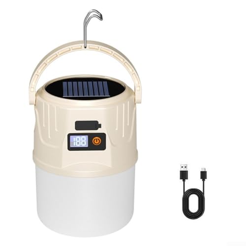 Marchfunny Dual Power Solar LED Arbeitsleuchte mit Digitalanzeige Outdoor Camping Laterne Wasserdicht Tragbar Licht 300LM Helligkeit USB Wiederaufladbare Werkstattlampe von Marchfunny