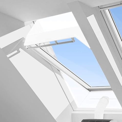 Marchfunny Fensterdichtung für tragbare Klimaanlage mit Doppelschlauchsystem, wetterfestes Stoff-Fenster-Set mit starkem Reißverschluss, 380–460 cm (2 x 190 cm) von Marchfunny