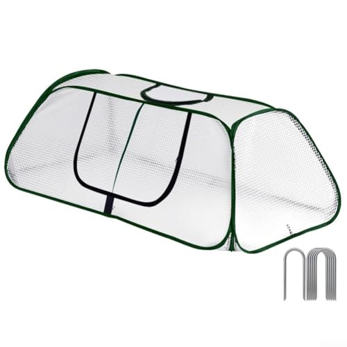 Marchfunny Gartenbettabdeckung aus dickem PE-Material mit aufrollbarer Reißverschlusstür, inklusive Erdspießen für sichere Installation und Pflanzenschutz von Marchfunny