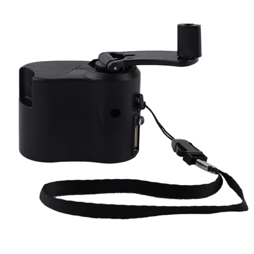 Marchfunny Handkurbel-Ladegerät 5,5 V – tragbarer USB-Stromgenerator mit LED-Licht, manuelles Handy-Ladegerät für Outdoor-Reisen (schwarz) von Marchfunny