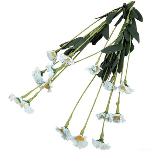 Marchfunny Künstliche Gänseblümchen, 15 Köpfe, Polyethylen, Strauß für Hochzeit und Heimdekoration, mit realistischem Stiel und weicher Textur, geeignet für Blumenarrangements im Innenbereich (blau) von Marchfunny