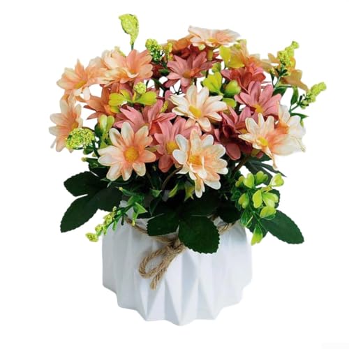 Marchfunny Künstliches Blumenarrangement im Topf mit dekorativem Design, geeignet für Heimdekoration und personalisierte DIY-Projekte auf Tischplatten und Regalen (hellrosa) von Marchfunny