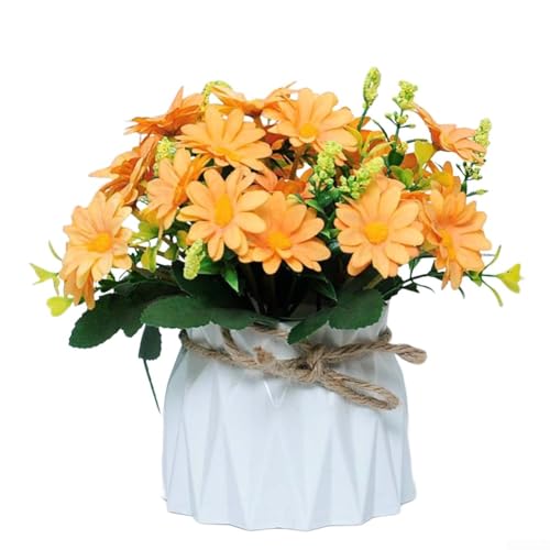 Marchfunny Künstliches Blumenarrangement im Topf mit dekorativem Design, geeignet für Heimdekoration und personalisierte DIY-Projekte auf Tischplatten und Regalen (orange) von Marchfunny