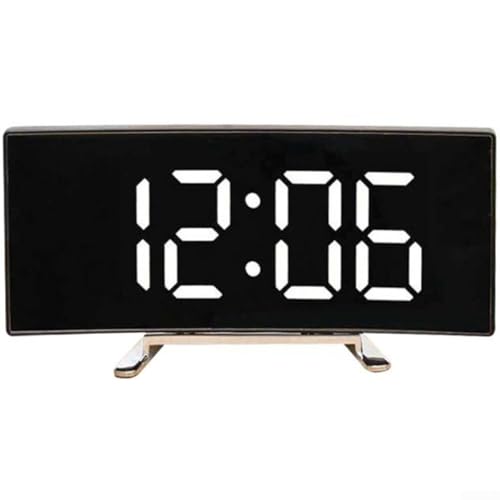 Marchfunny LED-Desktop-Wecker mit verspiegelter Oberfläche mit einstellbarer Helligkeit und leicht ablesbarem Display für Komfort bei Nacht (weiß) von Marchfunny