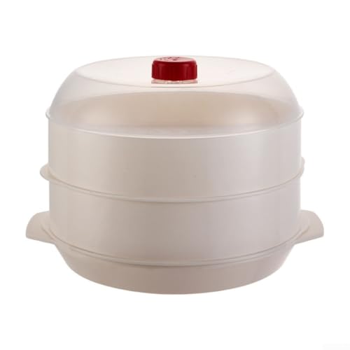 Marchfunny Mikrowellen-Gemüse-Dampfgarer mit verdicktem doppellagigem Design, verstellbarem Dampfauslass und transparentem Deckel (doppelte Dicke) von Marchfunny