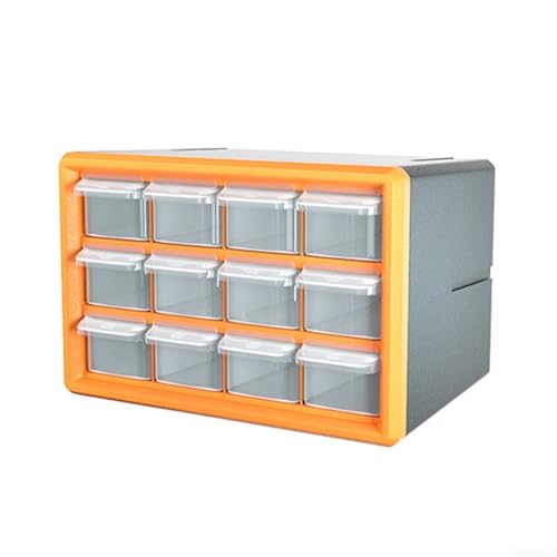 Marchfunny Robuste Kunststoff-Werkzeug-Aufbewahrungsbox mit 4 oder 12 Fächern für verbesserte Organisation in jedem Raum (12 Fächer, orange) von Marchfunny