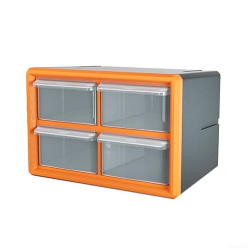 Marchfunny Robuste Kunststoff-Werkzeug-Aufbewahrungsbox mit 4 oder 12 Fächern für verbesserte Organisation in jedem Raum (4 Fächer, orange) von Marchfunny