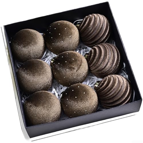 Marchfunny Samt-Weihnachtsschmuck-Set, 9 Stück, mit funkelnden Diamant-Details und modernem Kunst-Stil, entworfen für Baum- und Urlaubsdekoration im Innenbereich (E) von Marchfunny