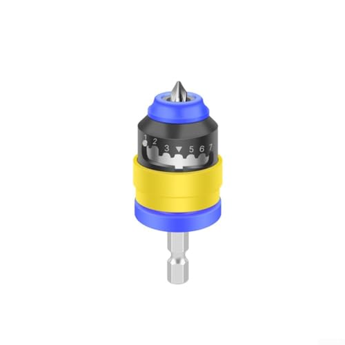 Marchfunny Schrauben-Locator-Werkzeug, verstellbarer Tiefenanschlag für elektrische Bohrer, 2–8 mm, Kegelsenker, Metallkonstruktion (gelb und blau) von Marchfunny