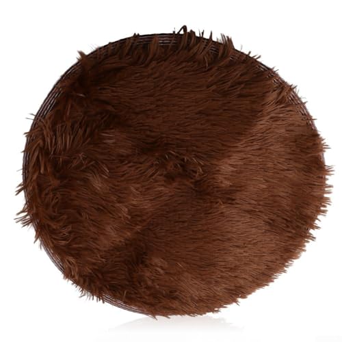 Marchfunny Superweicher, runder zotteliger Teppich, rutschfest, Langhaar, Bodenmatte für Wohnzimmer, Schlafzimmer, verschiedene Farben, 100 x 100 cm, 120 x 120 cm (Braun 100 x 100 cm) von Marchfunny