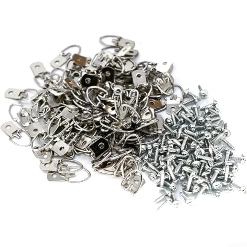 Metall-D-Ring-Bilderaufhänger mit Schrauben, zuverlässige Unterstützung zum Aufhängen von Uhren, Gemälden und anderen Gegenständen (50 Stück) von Marchfunny