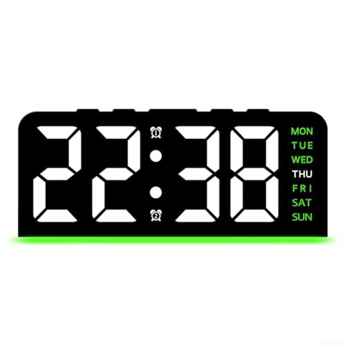 Multifunktionaler LED-Wecker mit sanftem Nachtlicht, Temperaturfunktion und familienfreundlicher Schlummerfunktion für einfaches Aufstellen (B-Grün) von Marchfunny