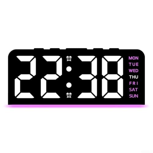 Multifunktionaler LED-Wecker mit sanftem Nachtlicht, Temperaturfunktion und familienfreundlicher Schlummerfunktion für einfaches Aufstellen (B-Rosa) von Marchfunny