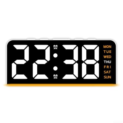 Multifunktionaler LED-Wecker mit sanftem Nachtlicht, Temperaturfunktion und familienfreundlicher Schlummerfunktion für einfaches Aufstellen (W-Orange) von Marchfunny