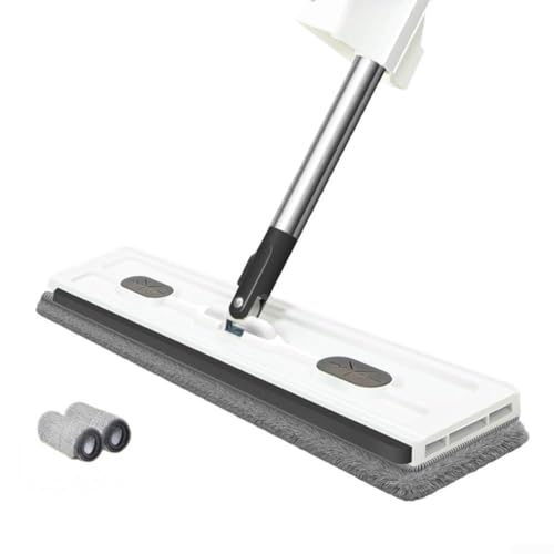 Reinigungsmopp mit 360 Grad drehbarem Flachkopf und verstellbarem Griff, geeignet für Fliesen, Hartholzböden und Fensteroberflächen (Boxen mit Weiß) von Marchfunny