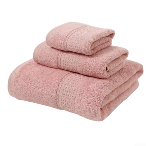 Saugfähige Baumwoll-Badetücher, 3-teiliges Set für tägliche Hygiene und Komfort (Rosa) von Marchfunny